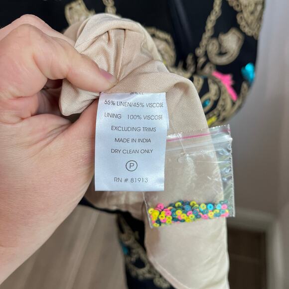 Tracy Reese Anthropologie Embroidered Emele Linen Blend Dress Size 2 - Picture 11 of 14